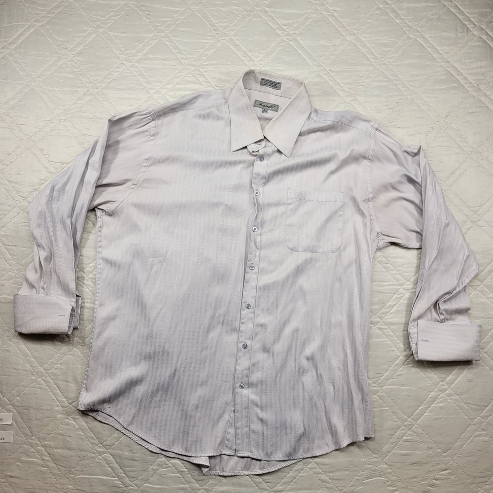 Fratello Vintage white‎ long sleeve dress shirt w/ design size 19 1/2 36-37
